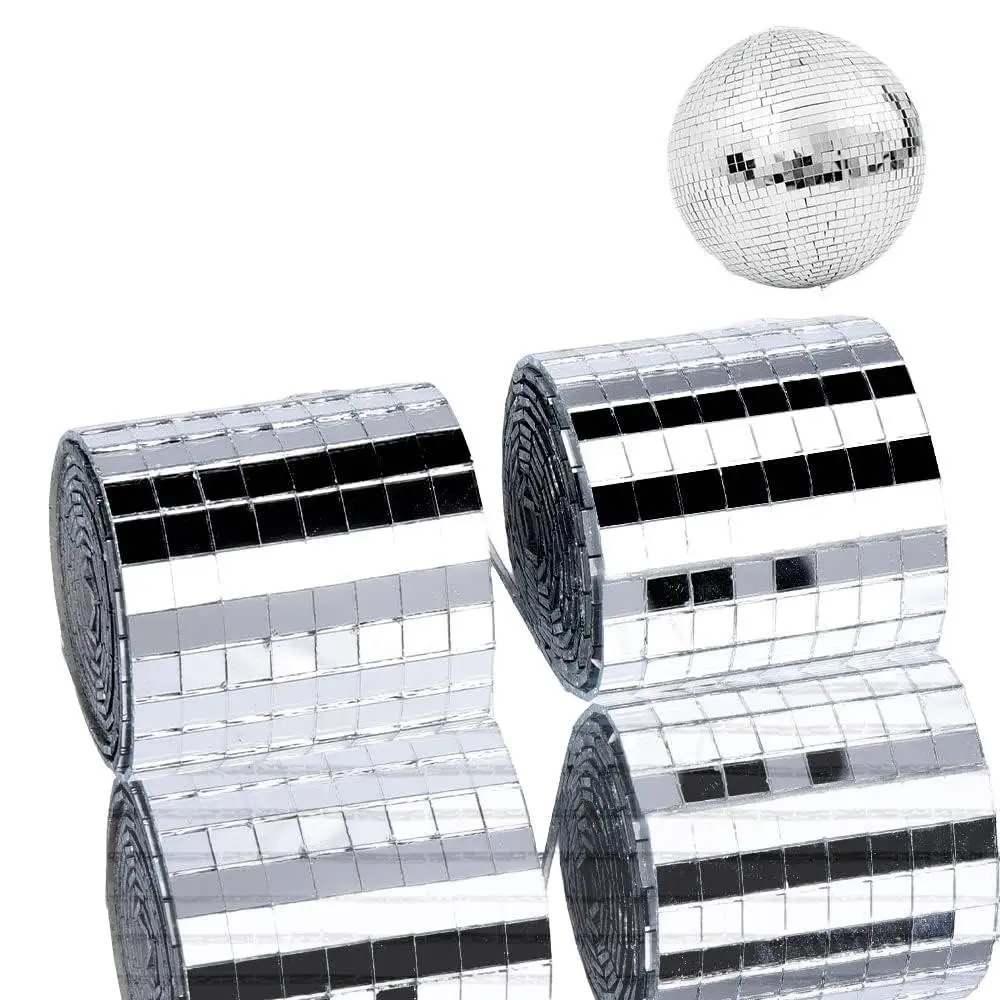 Yitap 2 Roll Mirror Mosaic Stickers, Artistic Decorative Mini Square Glass Mirrors, DIY Disco Ball, Strong Self-Adhesive, Home Party Decorations, Room Decor, Sticker Tiles, Decoration Items