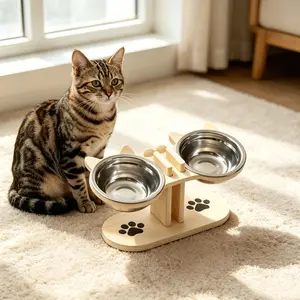 Multi-Layer Elevated Cat Feeder with Pet Food Bowl, Includes 3 Stands, Easy Assembly & Portable Design, Ideal for Multiple Cats