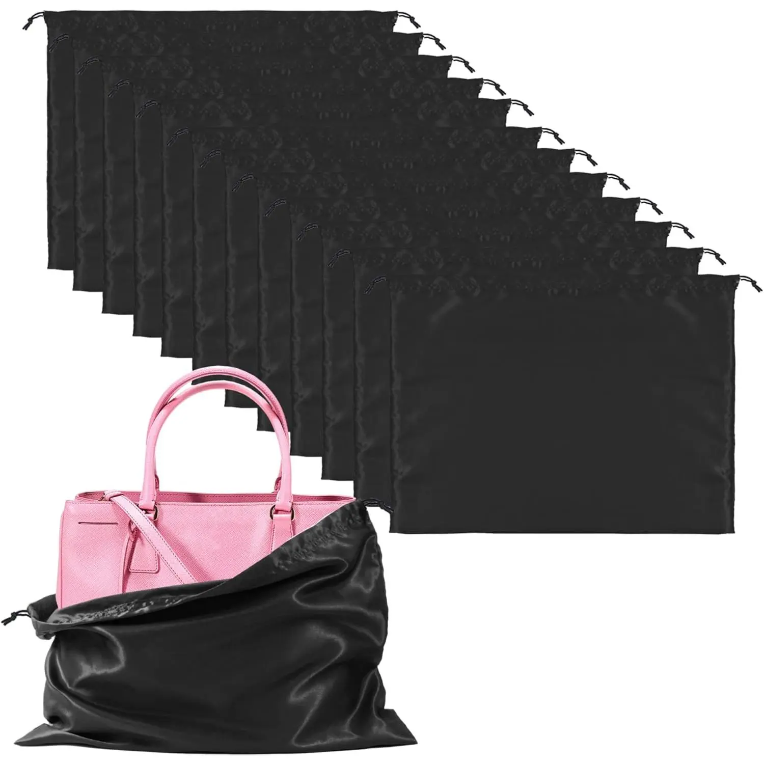 12 Pack Dust Bags For Handbags Travel Storage Pouch, Purse Dust Bags For Storage, Silk Dust Covers With Drawstring For Purse Shoes Boots