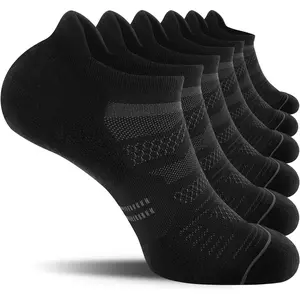 6 Pack Men's Running Ankle Socks with Cushion, Low Cut Athletic Sport Tab Socks