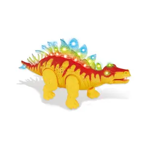 212 MAIN Walking Stegosaurus Dinosaur Toy for Kids - The Good Dinosaur Toy, Lifelike Appearance, Walking Action, Flashing Lights, Sound Effects, Orange (Pet & Farm Animal Poultry Supplies)