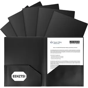 6-Pack Plastic Folders with Pockets, 2-Pocket Poly Folders Holds 8-1/2" x 11" Paper for School/Office/Home, Black