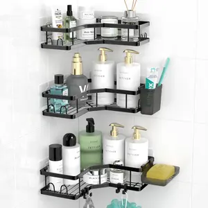 Corner Shower Caddy 3Pack, Adhesive Shower Rack with Soap Shampoo Holder, Multifunctional Shower Caddy, No Drilling Shower Shelf For Inside Shower，Rustproof Bath Tub Organizer