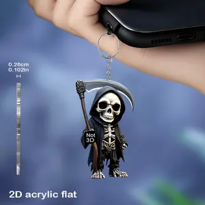 2D flat Grim Reaper's Scythe keychain, acrylic pendant, backpack mobile phone pendant, car home decoration, birthday and holiday gift