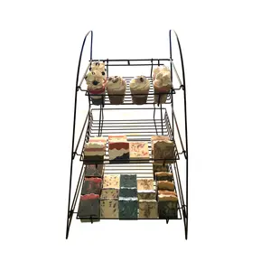 FixtureDisplays® 3-Tier Wire Display Rack Bakery Snacks Confection Tray Display Countertop Stand Black 120047-NF