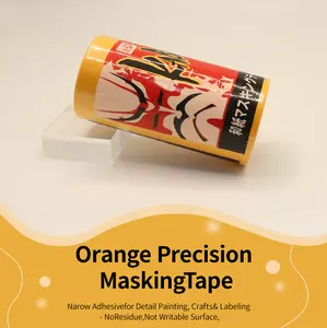 Orange Precision Masking Tape 1.5" x 55 Yards - Professional Grade, High-Temp Resistance, No Residue, for Fine Line Painting, Automotive Detailing, Cabinet & Trim Work(1 Volume (4 Pieces)）