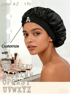 Unisex Elastic Wide Brim Satin Cap Hat, Soft Breathable Design, Anti-Slip Lining, All Seasons Headscarf, Plain Color, Casual Style