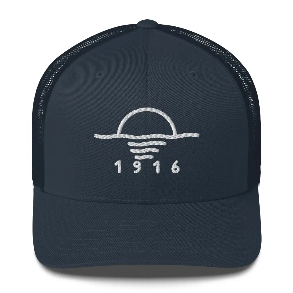 Acadia National Park Trucker Hat: Sunrise & Ocean Waves Embroidered Cap