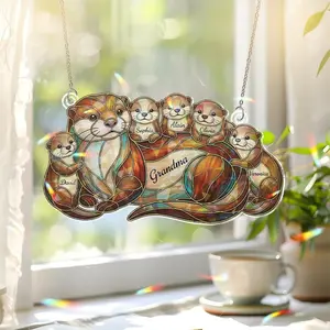 Personalized Acrylic Otter Suncatcher Custom Grandma Family Window Hanging