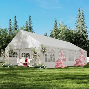 Gaomon 20x33FT Large Metal Frame Wedding Tent with PE Fabric, Triangular Roof, Removable Sidewalls, Quick Setup & Ventilation, Outdoor Event Canopy for Weddings, Birthday Parties