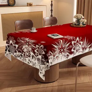 1PC Vintage Red Tablecloth, Retro Decor Table Cover with Round & Rectangle Options, Kitchen Accessory Ideal for Home, Office, Party & Outdoor Use