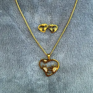 New Set Stainless Steel Gold Necklace and earrings