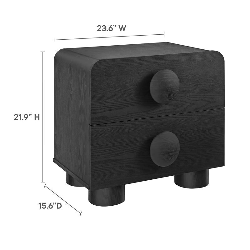 Sonnet 2-Drawer Nightstand in Black