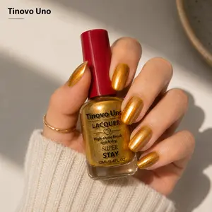Tinovo Uno Metallic Gold Nail Polish (1pc) - Quick-Dry, Formaldehyde-Free, Toluene-Free, Nourishing, Gentle Cosmetic for Nail Art & Manicure, No UV Light Required, Healthy Nails
