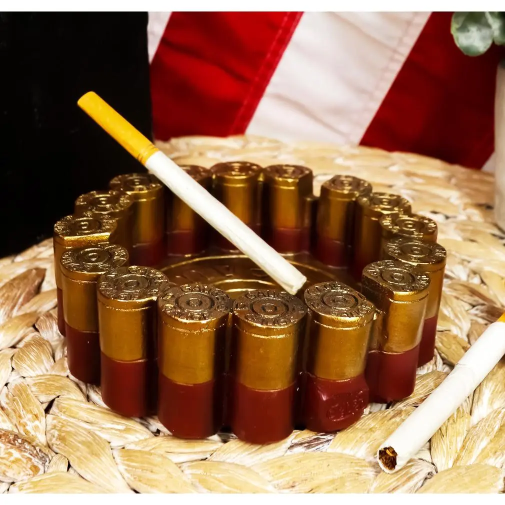 Ebros Wild Western 12 Gauge Shotgun Shells Round Cigarette Ashtray Figurine 4.5"W