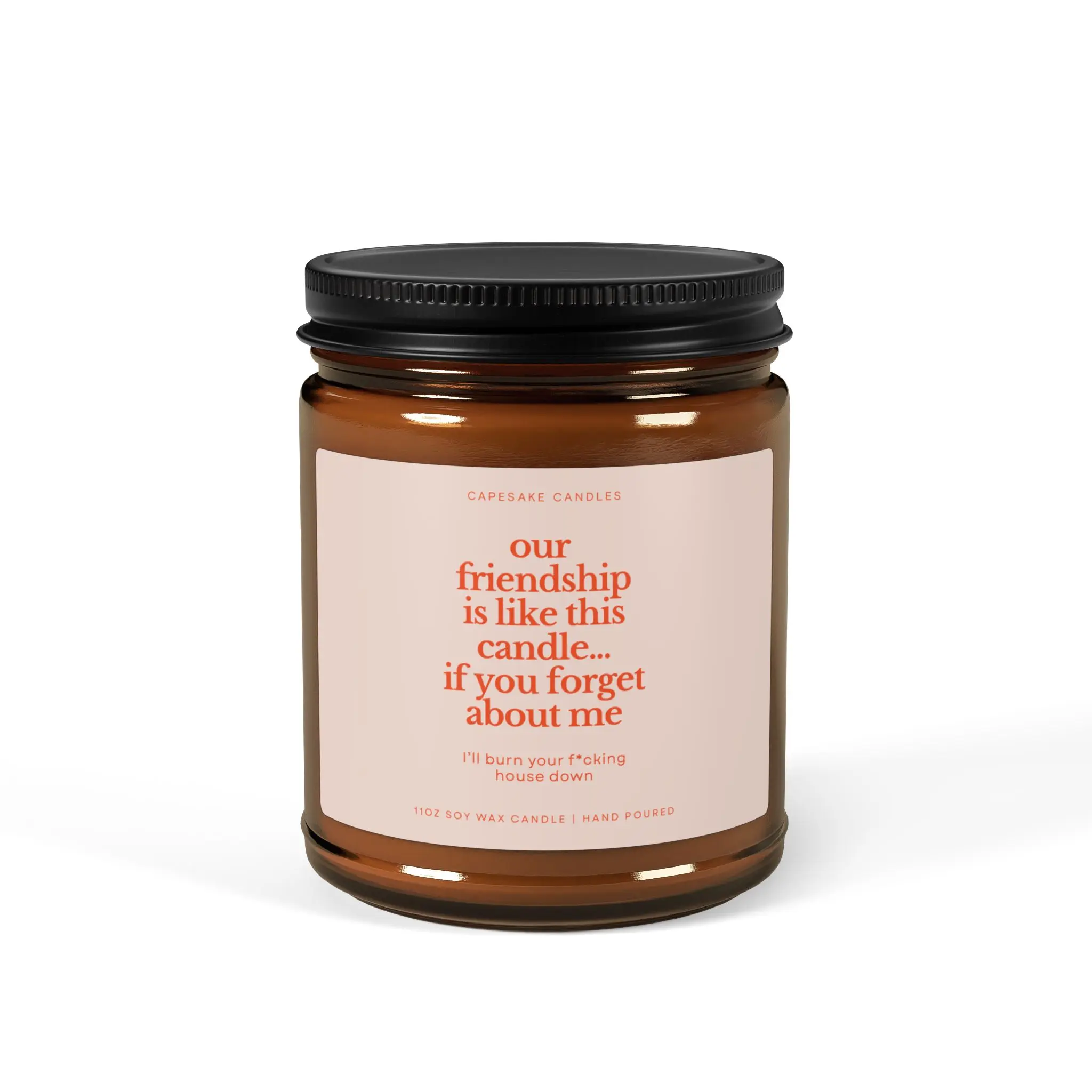 Funny Friendship Quote Candle Amber Jar | Scented Soy Candle