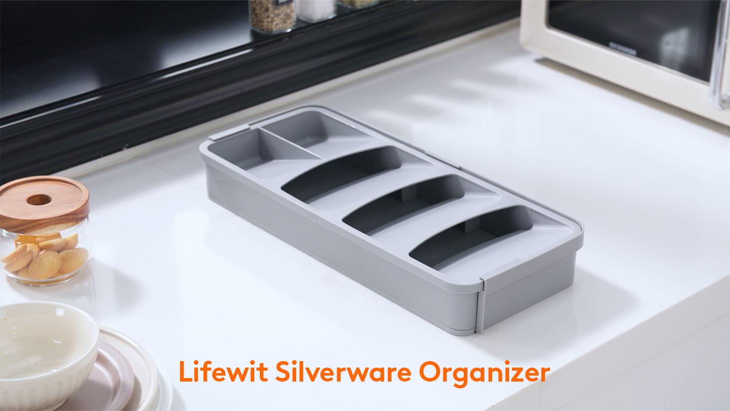 Lifewit Silverware Organizer, Expandable Utensil Tray for Kitchen Drawer, Adjustable Flatware & Cutlery Holder, Compact Plastic Design Lifewit Silverware Organizer, Expandable Utensil Tray for Kitchen Drawer, Adjustable Flatware & Cutlery Holder, Compact Plastic Design