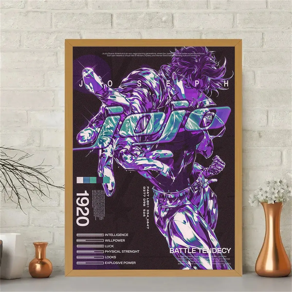Jojo's Bizarre Adventure Decorative Wall Art Hanging Canvas, Unframed Decor for Living Room Bedroom Office, Vibrant Adventure Theme Cartoon Poster, Character Illustration
