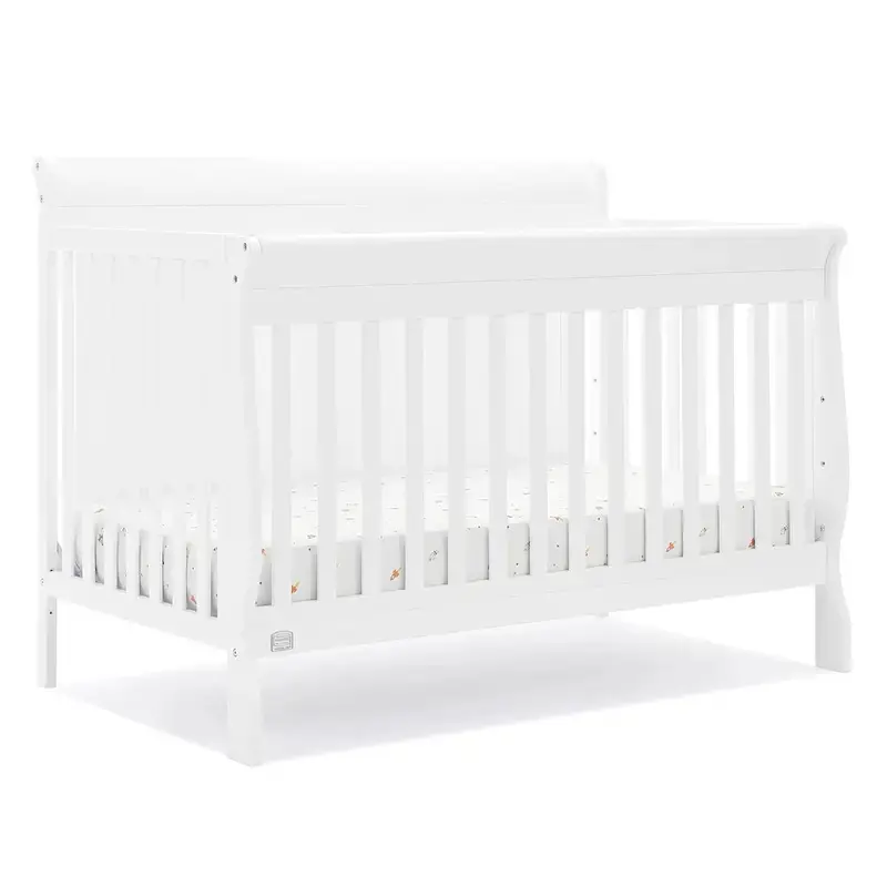 6-in-1 Convertible Crib Greenguard Gold Certified, Bianca White Baby Crib to Toddler Bed Daybed