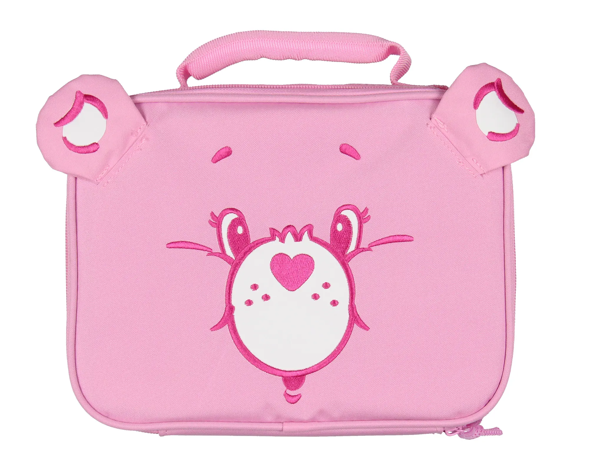 Care Bears Cheer Bear 10" Insulated Zipper Lunch Tote, Embroidered Face & 3D Ears Cooler Pouch, Zipper Lunch Bag, Cooler Pouch Lunch Bags