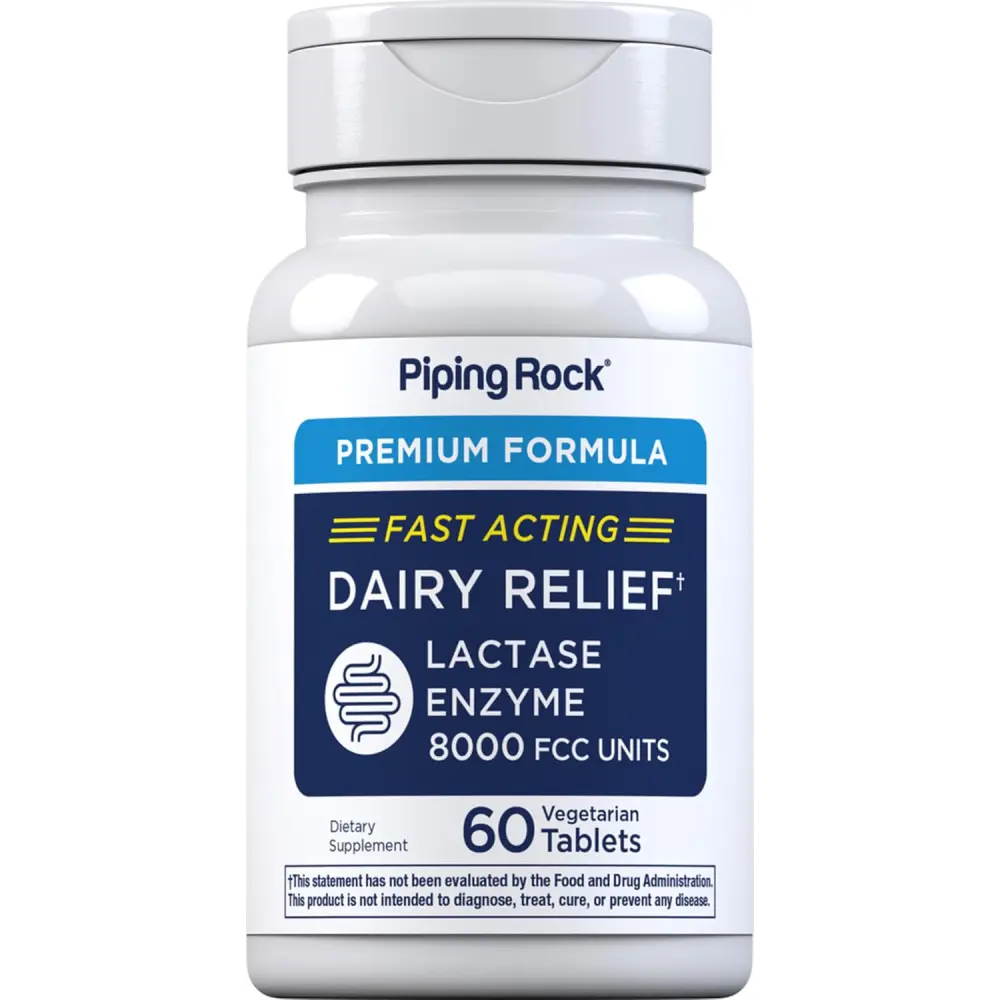 Lactase Enzyme 8000 FCC 60 Tablets Fast Acting Lactose Intolerance Digestive Support Supplement