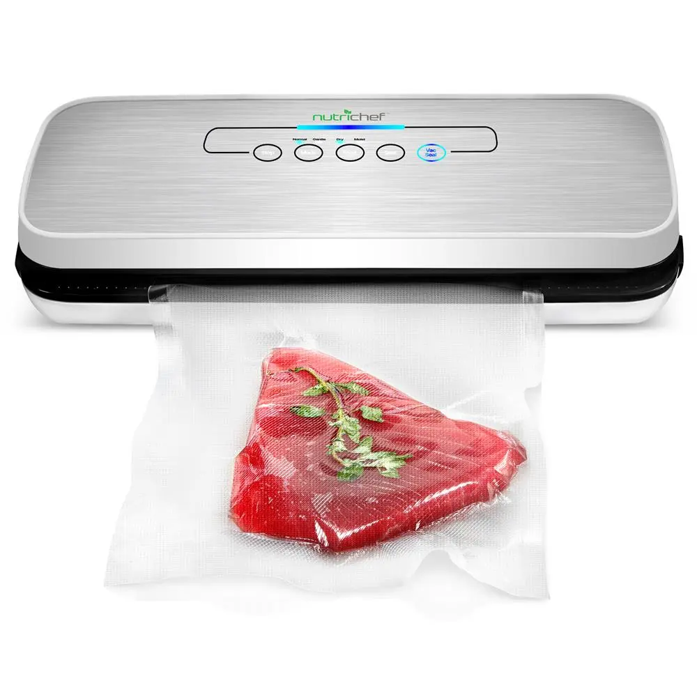 Silver Automatic Food Vacuum Sealer | Electric Food Saver Machine with Air Sealing System, LED Touch Control & Dry/Moist Modes - Waterproof & Reusable Sealing Bags - Countertop Kitchen Appliances for Daily Use
