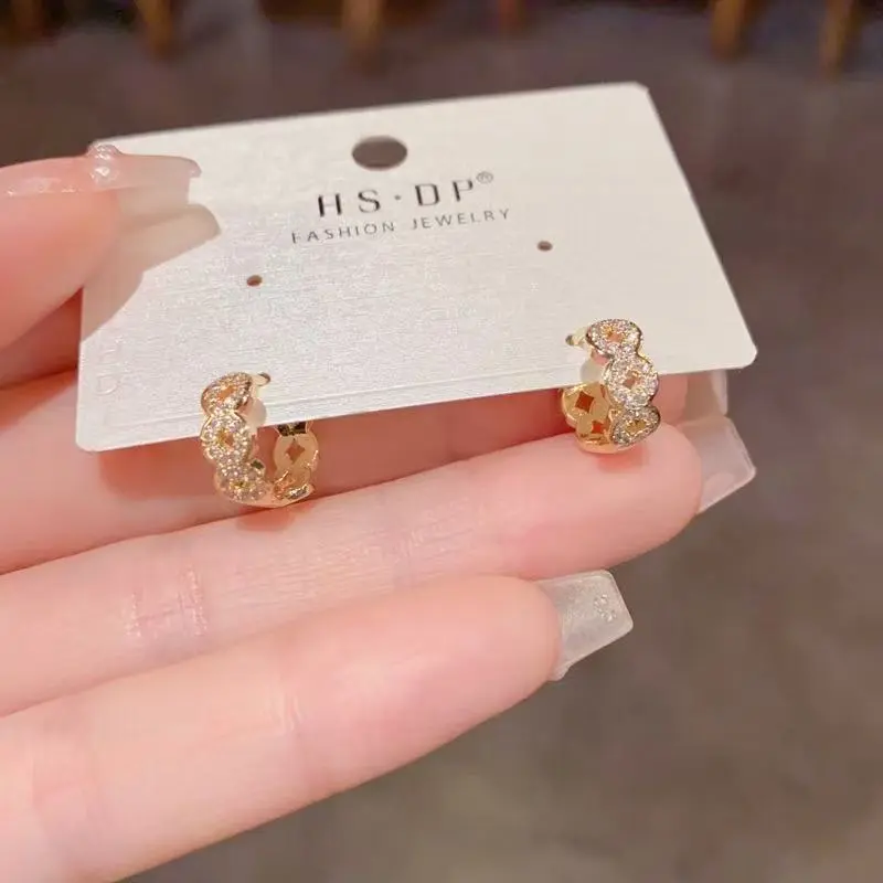 Dainty Pave Crystal Coin Ear Cuff for Women, Minimalist Alloy Plated No-Piercing Jewelry for Everyday Wear