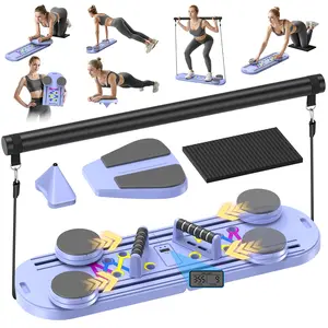 Foldable Portable Pilates Board, Foldable Pilates Reformer Equipment with Timer, 7-in-1 Multi-Purpose Portable Pilates Reformer Machine Home Pilates Kit for Home Workout, Fitness, Exercise, Abs, Core Equipment
