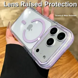 Suitable for iPhone 17 PROMAX iphone case, transparent ice crystal dual color magnetic suction, iphone 16 airbag anti drop 15 cover