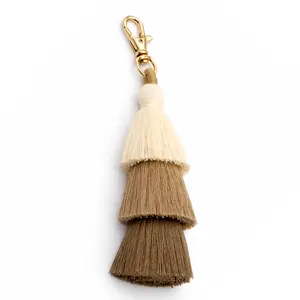 Biddlebee Brown Boho Tassel Charm | Tri-Tier Ombré Tassel in Cream & Warm Brown | Hive Charm for Tumblers & Bags
