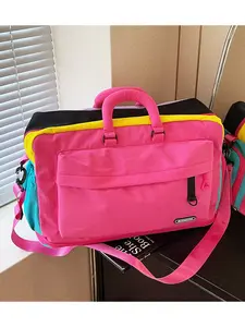 Dopamine Color Block Expandable Travel Bag, Business Trip Storage Bag, Handheld Short-Trip Luggage, Fitness Bag, Versatile Carry-On