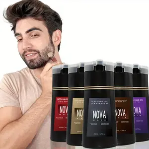 【Beard Color dye】Nova Hair Dye Shampoo, Nova Hair Instant Dye Shampoo,Hair Color Shampoo for Hair Conditioner Gentle Coloring Blend blak hairdye meidu  3  in  1  dyeing  comb hair dye