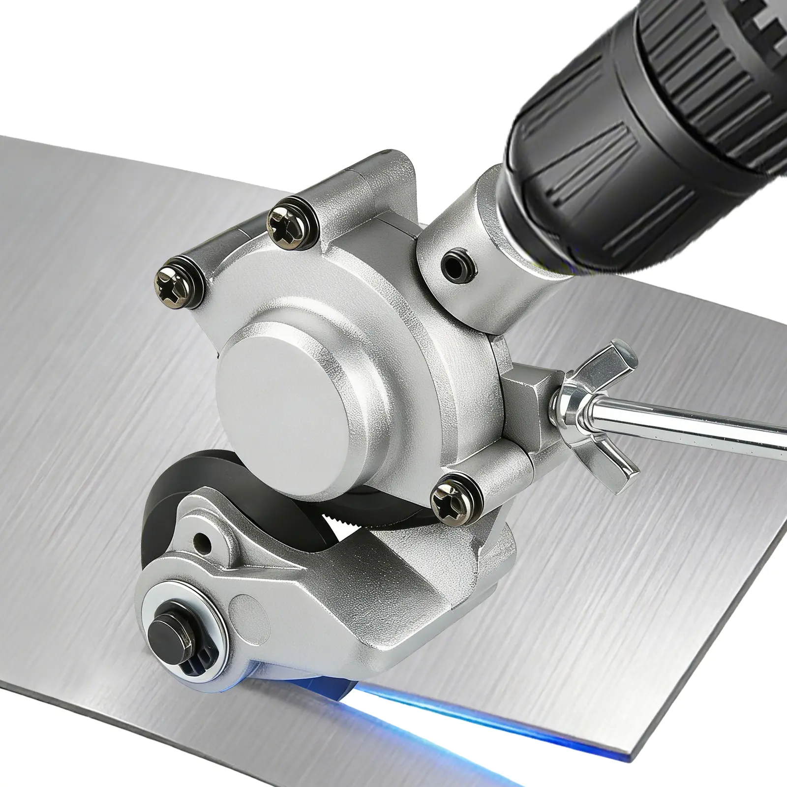 Upgraded Version Electric Nibbler Drill Attachment with Adapter, Sheet Metal Cutter Shears for Cutting Iron, White Sheet, Steel, Copper, Aluminum & Tin