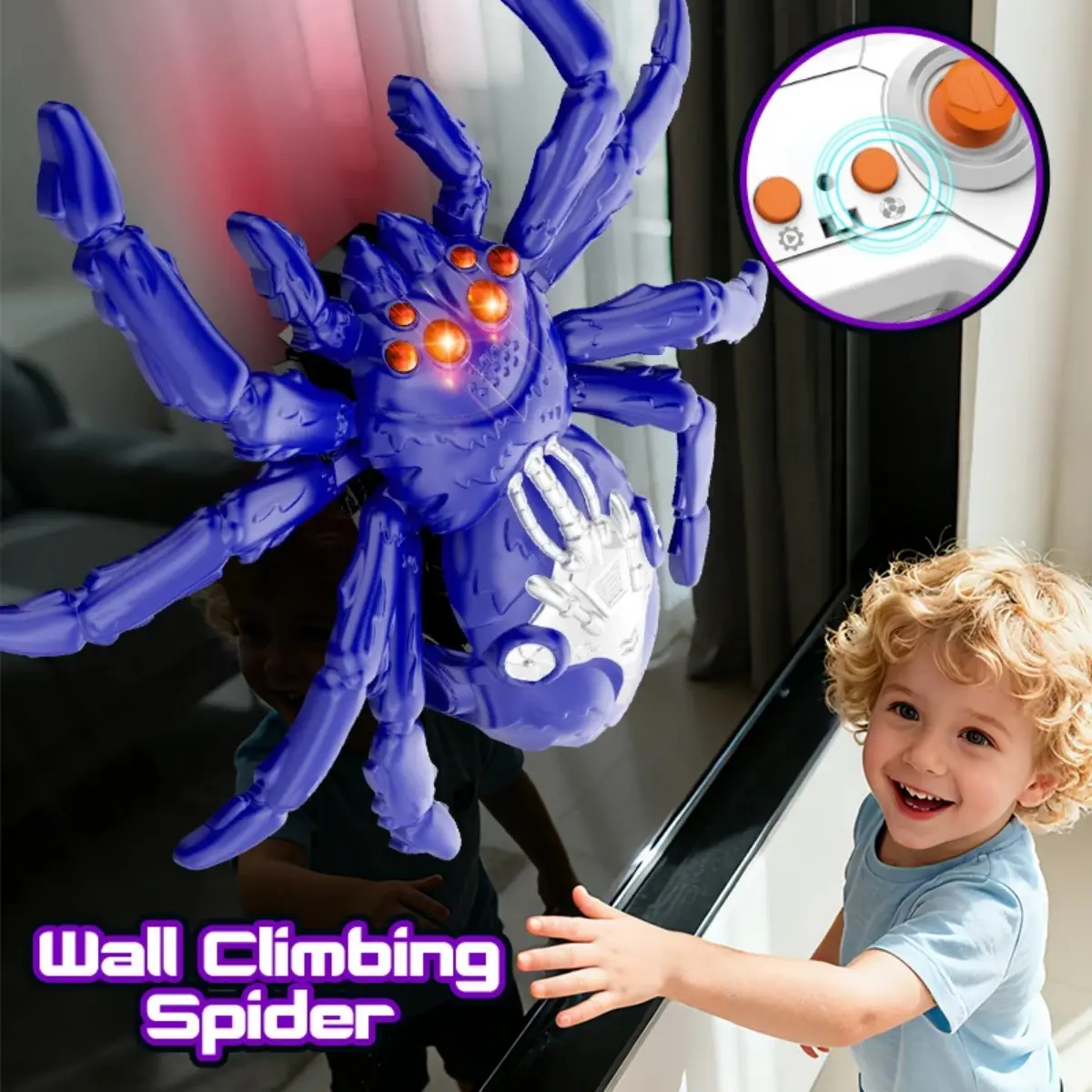 Remote Control Anti-Gravity Mech Spider Robot - Wall-Climbing RC Toy with LED Lights, Unisex Children’s Gift for Imaginative Play Development, Birthday Party Vehicle, Robots