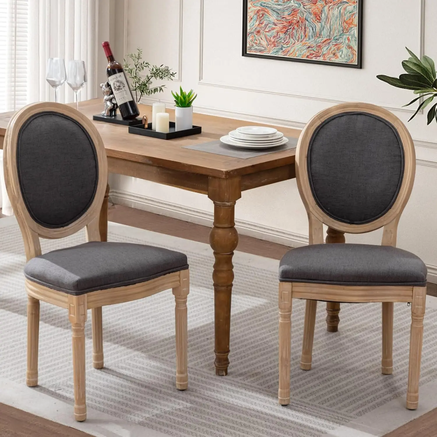 French Country Dining Chairs Set of 2, Farmhouse Dining Chairs for Dining Room/Living Room/Bedroom