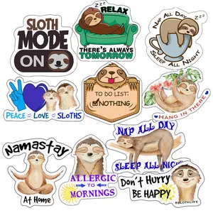 Sloth Stickers, Ten Vinyl Stickers Supporting Sloth, Great Sloth Gift, Decorative Stickers