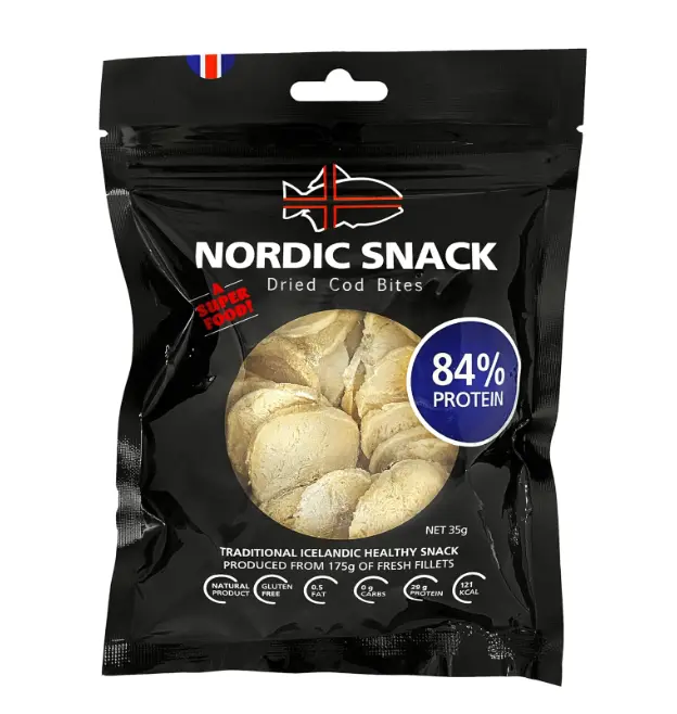 Nordic Catch Freeze Dried Cod Bites Seafood Snacks - Chips made from Wild Caught Icelandic Cod Fish - Healthy Dry Fish Snack, Rich in Omega 3 Fatty Acids, Protein Packed Keto Friendly Dried Fish Jerky - 35g Resealable Bag - 1pk