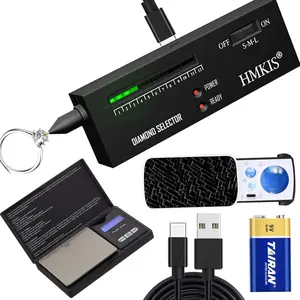 HMKIS Diamond Tester ＋ 200g/0.01g Jewelry Scale + 30X 60X 90X Jewelers Loupe, Powered by USB & 9V Battery, Diamond Selector for Novice, Thermal Conductivity Meter(Non-Rechargeable) (Black)
