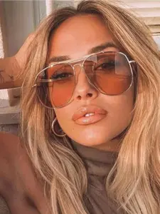 New Fashion Retro Dual Bridge Metal Pilot Frame Glasses, Unisex Street Style, Party, Holiday, Casual Outdoor Travel Eyewear