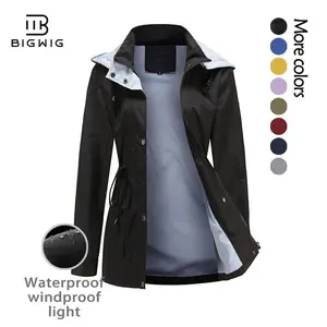 BIGWIG Loose-Fit Hooded Spring-Autumn Jacket - Waterproof Windproof Half-Zip Shell Coat with Adjustable Waist, Hood, Cuffs & Large Kangaroo Pocket, Suitable for Everyday Wear