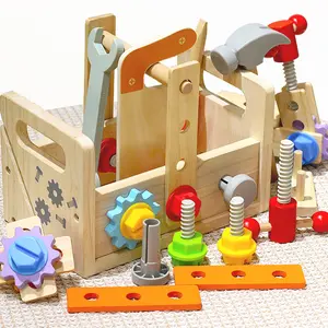 Kids Wooden Tool Bench Set - Pretend Play Workbench with Dual-Use Doodle Board, Storage Drawer, Educational Toys for Boys and Girls Aged 3+