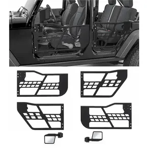 GAOMON Off Road Tubular Trail Doors with Side View Mirror Compatible with Jeep Wrangler JK 2007-2018 (4-Door Only), Set of 4 Half Tube Doors for Offroad Trail Adventure, Front & Rear Doors 4PCS