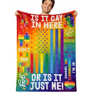 Rainbow LGBT Throw Blanket Gay Pride Gift for Lesbian Transexual Friends Soft Flannel Blankets LGBT Gifts for Gay Thermal Blanket All Seasons Lightweight for Bed Sofa 30x40 32x48 40x50 50x60 60x80 Inches