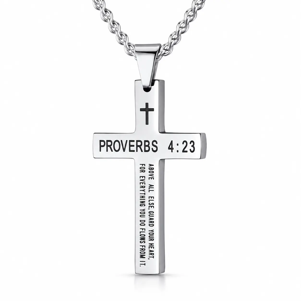 Men's Faith Cross Necklace - Stainless Steel Black Silver Pendant, 20-24in Curb Chain, Inspirational Bible Verse Costume  Gift for Boys cruel intentions jewelry