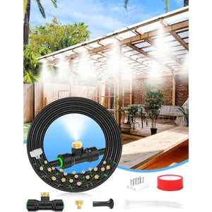 Misters for outside patio 63ft192m21 brass mist nozzlesa brass adapter34 detachable outdoor misting cooling system for garden waterpark greenhouse backyard fan umbrella deck canopy