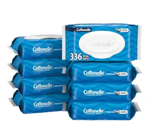 Fresh Feel Flushable Wet Wipes, Adult Wet Wipes, 8 Flip-Top Packs, 42 Wipes Per Pack (336 Total Wipes), Packaging May Vary