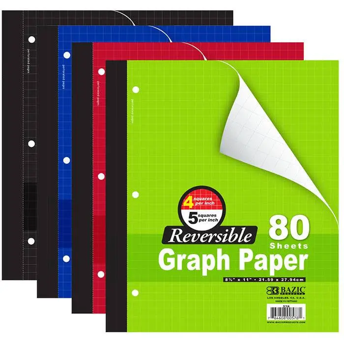 BAZIC 80 Ct. 8.5" X 11" Reversible 4"/5" Quad Ruled Wireless Notebook