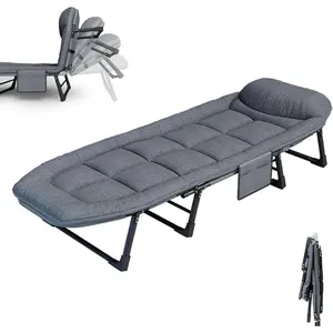 Camping Cot with Mattress for Adults, 6 Adjustable Positions, Portable & Foldable Folding Cots for Sleeping with Pillow Heavy Duty Outdoor Bed for Camp, Travel, Beach, Patio, Office, Home Naps