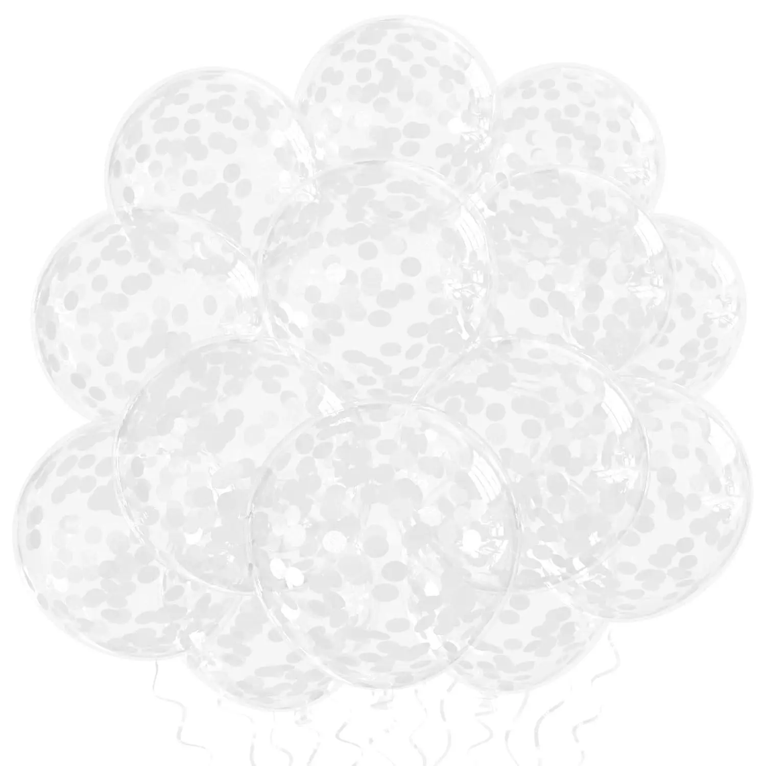 White Confetti Balloons, 25 Pcs Thickened 12 Inch Clear Latex Balloon With Confetti Inside For Graduation Engagement Bridal Shower Party Baby Shower Gender Reveal Birthday Party Decoration Supplies