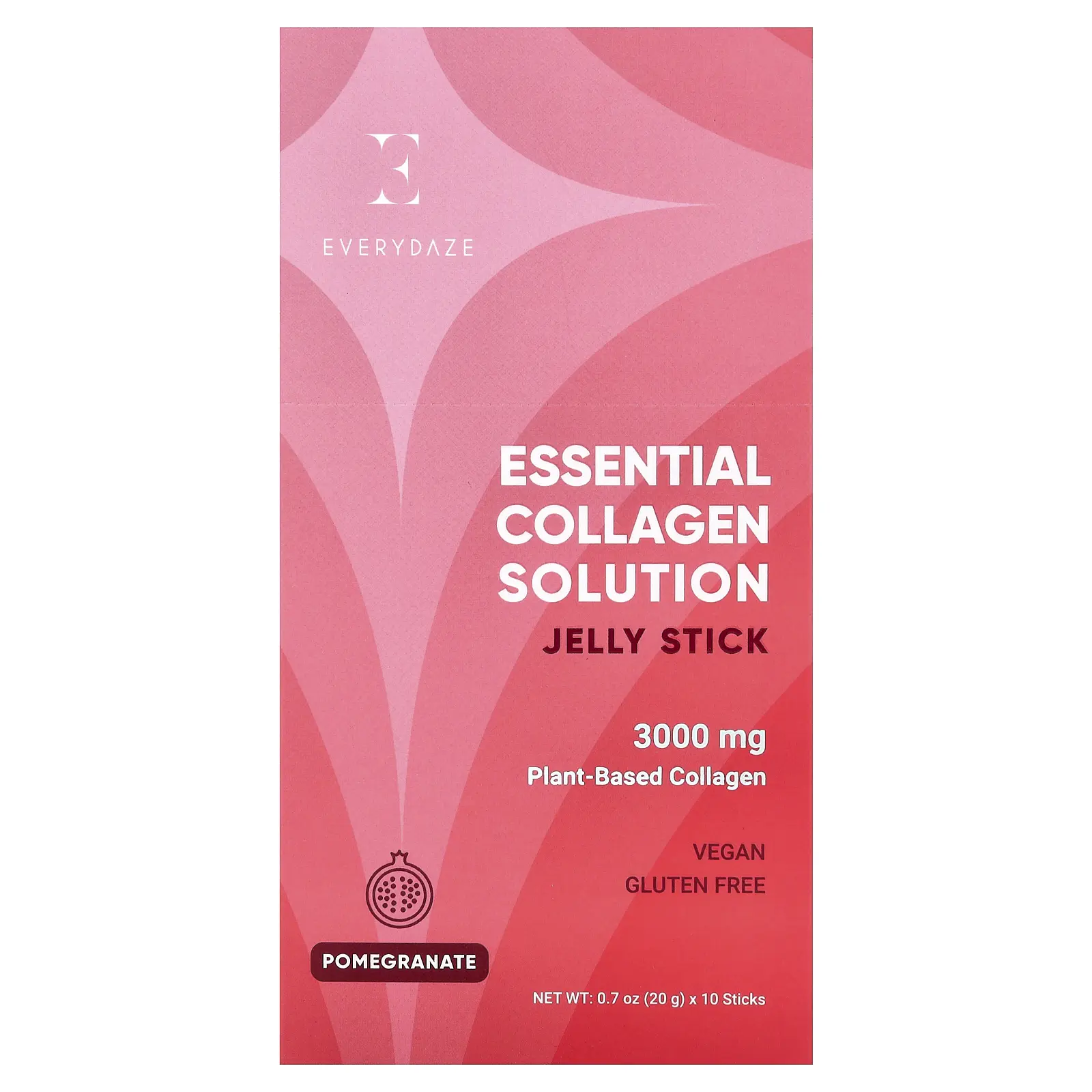 Everydaze Essential Collagen Solution Jelly Stick, Pomegranate, 10 Sticks, 0.7 oz (20 g) Each